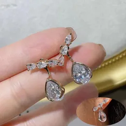 Orecchini pendenti LXOEN marca delicato lusso zirconi goccia per le donne cena di nozze anniversario regalo di compleanno gioielli Atacado