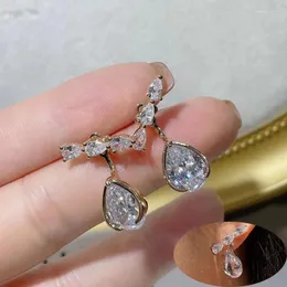 Brincos pendurados lxoen marca delicado luxo zircônia cúbica gota para mulheres jantar de casamento aniversário presente jóias atacado