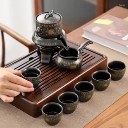 Juegos de teteras Juego de té automático Kungfu Taza de cerámica simple para el hogar