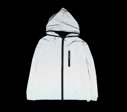 Nuova giacca completamente riflettente maschio femmina carica luminosa giacca a vento antivento con cappuccio hip hop street night cappotto luminoso6549105