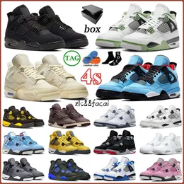 Military Black Cat 4S 4 Basketball Shoes Bred Armageded Sail Red Cement Yellow Thunder White Pink Oreo Cool Gray University Blue Pine Green Mens Women Sports Sneaker