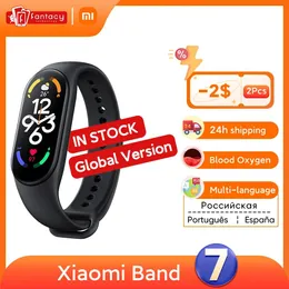 Dispositivos Versão Global Xiaomi Mi Band 7 Pulseira Inteligente 6 Cores Tela AMOLED Miband 7 Oxigênio no Sangue Fitness Traker Banda Inteligente À Prova D 'Água