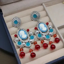 Boucles d'oreilles européennes et américaines exagérées médiévales Vintage clips d'oreille émaillés sans piercing d'oreille bijoux de cour