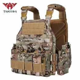 YAKEDA-chaleco táctico con placa de nailon 1000D, chaleco Molle ajustable protector para caza al aire libre, accesorios de combate Airsoft 240110