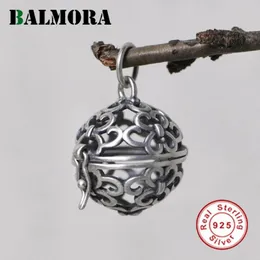 Hängen Balmora Original 925 Pure Silver Pendant For Women Men Vintage Silver Ball Pendant Hollow Sachet Pendant Jewelry Without Chain