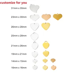 Rings 30pcs Per Lot Laser Engrave Heart Charms Stainless Steel Engravable Heart Beads Heart Tags Heart Pendant for Necklace