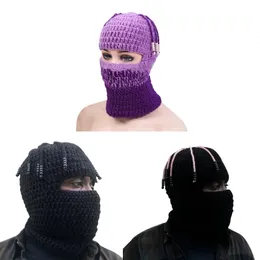 Winter Balaclavas SkiMask Hooded Hat Scarf Beanies Hat Knit Balaclavas Ski Balaclavas Dreadlocks Cycling Balaclavas 240110