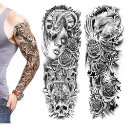 Ny Xianhe Phoenix Carp Black Flower Arm Full Large Mönster Vattenöverföring Utskrift Tillfällig simulering Tatuering Klistermärke