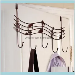 Rails Storage Houseberteeping منظمة Home Gardenwavy Musical Notes 5 Hooks Hooks Coat Coat Rack Salke Door Hanger Elegant191Z