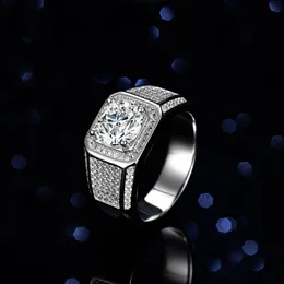 Wysokiej jakości 925 srebrny srebrny platynowy pełny diamentowy pierścień diamentowy Mosang Znakomity stały i atmosferyczny pierścień męski pierścień męski