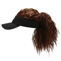 Baretten Vrouwen Fake Flair Haar Vizier Zonnehoed Nieuwste Nieuwigheid Baseball Cap Pruik Cap Toupet Grappig Haar Snapback Hoeden Cool gift