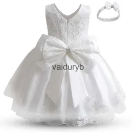 Mädchenkleider 2023 Säuglingsbabys Blumenkleider Taufkleider Neugeborene Babys Taufe Kleidung Prinzessin Tutu Geburtstag Weiße Schleife Dressvaiduryb