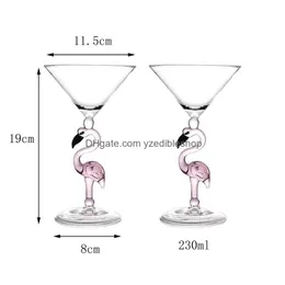 Wine Glasses Creative Flamingo Glass Cup Bordeaux Cocktail Champagn Goblet Party Bar Drinkware Wedding Gifts Home Drink Ware Drop De Dhop1