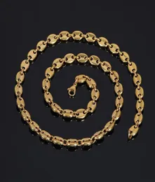 Collana a catena in acciaio inossidabile a forma di manette Hip Hop da 1824 pollici Collana a catena con chicchi di caffè placcati oro 18 carati28273771024