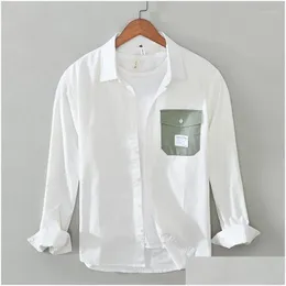 Camicie casual da uomo Design da uomo Manica lunga Comoda camicia in puro cotone da uomo Marca per la moda Alla moda Bianco Chemise maschile Drop Deliv Dhseo