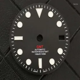 مجموعات إصلاح الساعات 29 مم خضراء مضيئة Sunburst الاتصال الهاتفي لـ NH34 GMT Movement220H