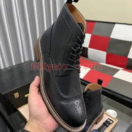 Designer shoes luxury men's fashion casual shoes Genuine Leather round top retro business casual work boots Martin boots three-point ankle boots