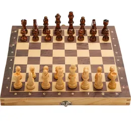 Schack trä checker brädet fasta träbitar vikande schackbräde avancerad pussel schack game240111