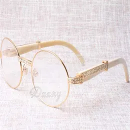 2019 New Diamond Round Solglasögon Cattle Horn Eyeglasses 7550178-A Horns Men and Women Solglasögon Glasess Eglase Size 55-22-135M230L