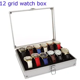 12 Girds Quality Wrist Watch Box Metal Aluminum Alloy Watches Storage Clock Holder Jewelry Collection Display Gift Case 240110