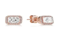 Дизайн Роскошные серьги-гвоздики из розового золота 18 карат с квадратными бриллиантами в оригинальной коробке для женских сережек из стерлингового серебра 925 пробы53867864537517