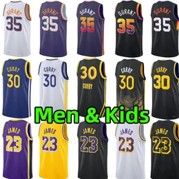 Stephen 30 Curry Maglie da basket Uomo Youth Kids Jersey 35 Kevin Durant 23 James City Wear 75a edizione gilet per bambini adulti