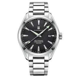 Corgeut 41mm Men's Clock Automatic Relogio Masculino NH35 Mechanical Sapphire White Black Dial Steel Band Men's Watch 240110