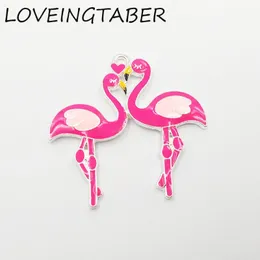 Hangers Nieuwste 43mm * 42mm 10 stks/partij Alle Emaille Liefhebbers Flamingo Hangers Voor Chunky Ketting Sieraden Maken