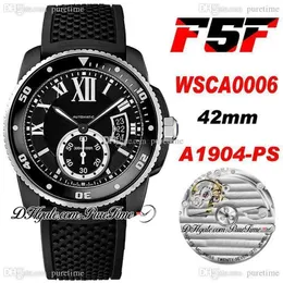 F5F Drive WSCA0006 1904-PS MC Автоматические мужские часы Двухцветное стальное с PVD-покрытием Черный циферблат Белые римские маркеры Каучуковый ремешок 2021 42 мм Super 220F