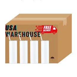 Can بالجملة Can/ USA Warehouse من الفولاذ المقاوم للصدأ جدار مزدوج فارغ مستقيم 20 أوقية تسامي البهلوان مع قش وأكواب السيارة المعزولة 0111