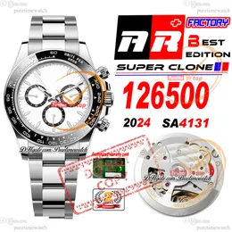 AR+F 126500 SA4131 CRONOGRAGO AUTOMATICO MENS ORGHI CERAMICO BLACO CASE BIANCO BLACI 904L Custodia in acciaio e braccialetto Super Edition 2024 Nuova versione orologi ETA Puretime A1 F2