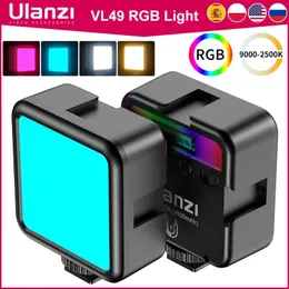 コネクタUlanzi VL49 Mini RGB LEDビデオライト2700K9000Kカメラフィルフィルライト写真照明ポケットライブTIKTOK VLOGライトランプ