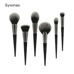 브러시 Sywinas Professional Makeup Brushes Set 6Pieces Face Blending Powder Foundation Cosmetics Contour Make Up Brushes