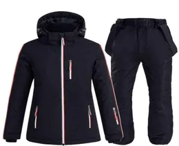 30 terno de esqui de cor pura para mulheres à prova de vento à prova dwindproof água conjuntos de jaqueta de snowboard inverno trajes de neve jaqueta de esqui cinta calças de neve 222030570