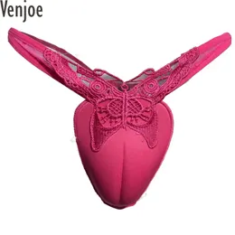 Mens Sissy Calcinha Dragonfly Thong Low Rise See-Through G-String Contour Bolsa Cueca T-Back Breve Cueca Crossdresser 240110