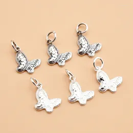 Charms S925 Sterling Silver Jewelry Accessories Retro Delight Butterfly Pendant Bracelet Necklace DIY Ornaments