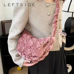 Leftside Soft Dacron Crossbody Bag for Women Korean Fashion Fabric Shoulder Famle Underarm Handväskor och plånböcker 240111