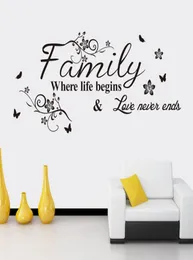 Family Where Life Begins Love Never Ends family quotes Wall Stickers Wall Decor PVC Decal Quote Black8984126