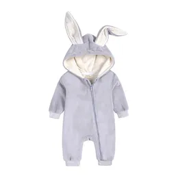 For born Baby Boys Girls Romper Winter Warm Long Sleeve Bodysuit Toddler Jumpsuit Hooded Wool Overall Clothes 3 to 6 Months 240110