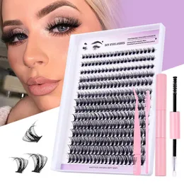 DIY Cluster Lashes 280Pcs Segmented Eyelashes Extensions D Curl Soft Light Handmade Reusable Grafted Lashes Individual Eyelashes with Lash Bond & Seal Tweezer