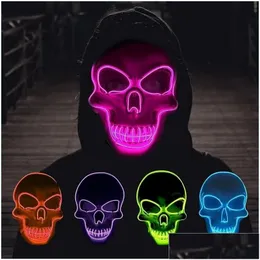 Товары для Хэллоуина Неоновая маска скелета Led Light Up Party Masks The Purge Год выборов Забавный фестиваль Косплей Костюм Прямая доставка Dhifj