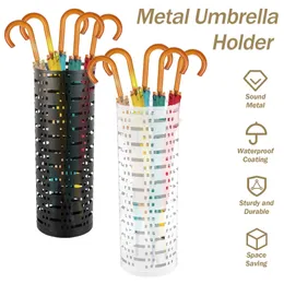 Rack de armazenamento de guarda-chuva redondo metal suporte caixa oco bastões balde para interior escritório em casa 240110