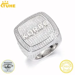 Ringar anpassade stilringar för män bokstäver silver 925 ring moissanit kombination brev namn hip hop smycken mäns gåvor