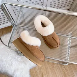 Clássicos femininos tazz plataforma chinelos botas de neve lã boca manter bota quente macio e confortável pele carneiro pelúcia botas casuais presentes finos