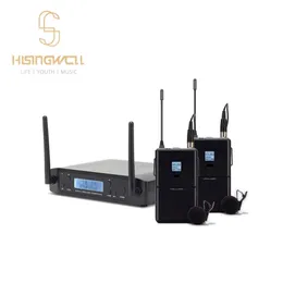 Hisingwell real uhf selecionável microfone ajustável sem fio sistema profissional clipe de lapela fone de ouvido microfone 240110