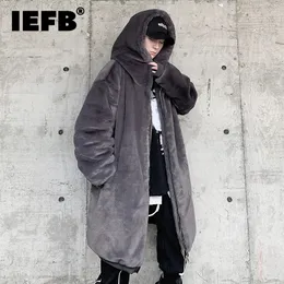 IEFB Winter Herren Wollmantel Lang Mode Baumwolle Kapuze Wolle Warme Kleidung d Farbe Persönlichkeit Mantel Mann 9C2338 240110