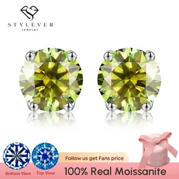 Earrings Stylever Real 0.52ct D Color Multicolor Moissanite Diamond Stud Earrings for Women 925 Sterling Silver Wedding Luxury Jewelry