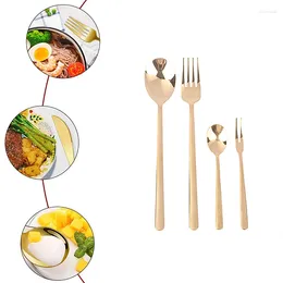 Ferramentas de cozimento 6 Pcs Lidar com Design Conjunto de Louça de Ouro Aço Inoxidável Talheres Faca Garfo Colher Talheres para Banquetes Restaurante Convidados