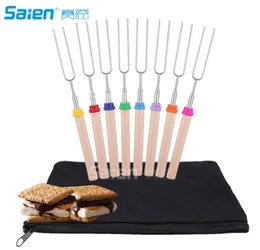 التخييم Marshmallow Roasting Sticks Telescoping Dotating Smores Skewers Dog 32 Inges For Fire Pit Campfire Outdoor6697841