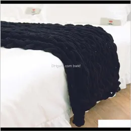 Koce tekstylia Dostawa ogrodu 2021 Chenille Chunky Tkaing Mat Rzut krzesło ciepłe przędze Knit Ket Decor Home Decor do Pog267z